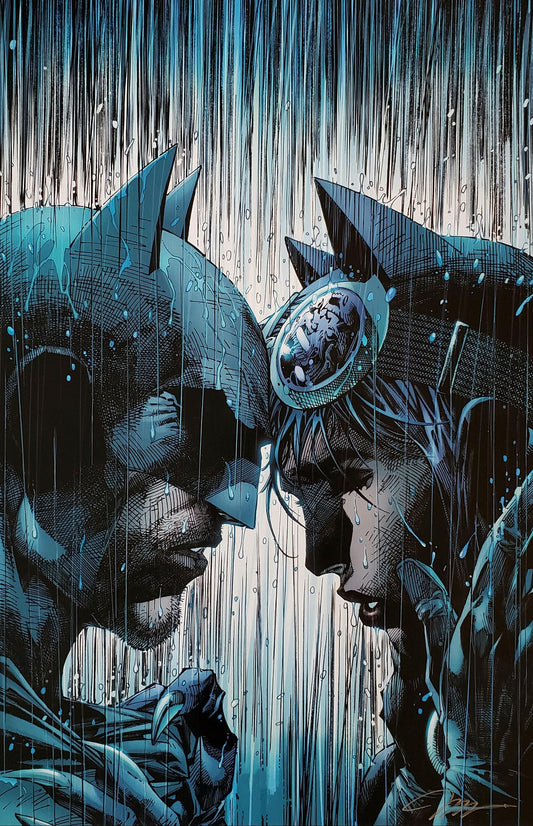 Jim Lee Signed Batman Catwoman Bring on the Rain DC Giclee on Canvas Limited Edition of 100 80th Anniversary