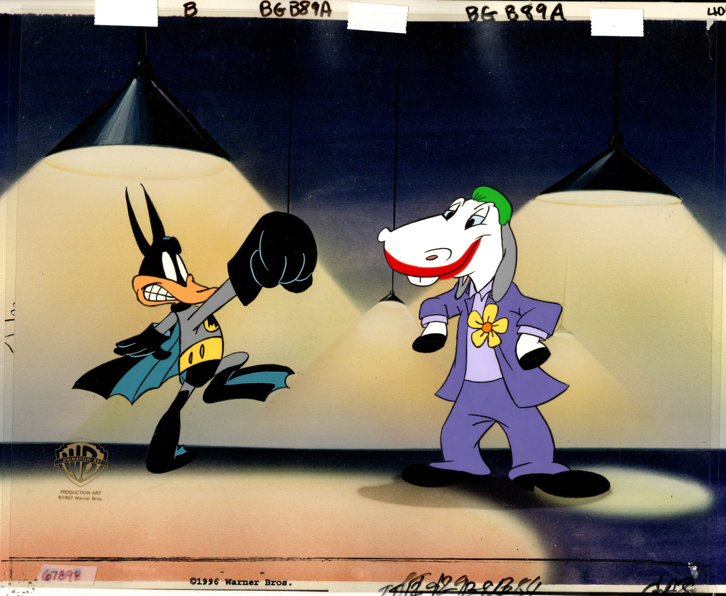 Tiny Toons Joker Batduck Production Cel from Warner Brothers with Coa and Seal 1992 898