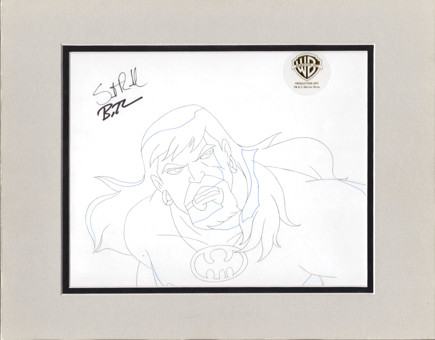 Justice League Aquaman Signed by Bruce Timm Production Animation Cel Drawing from Warner Brothers 280