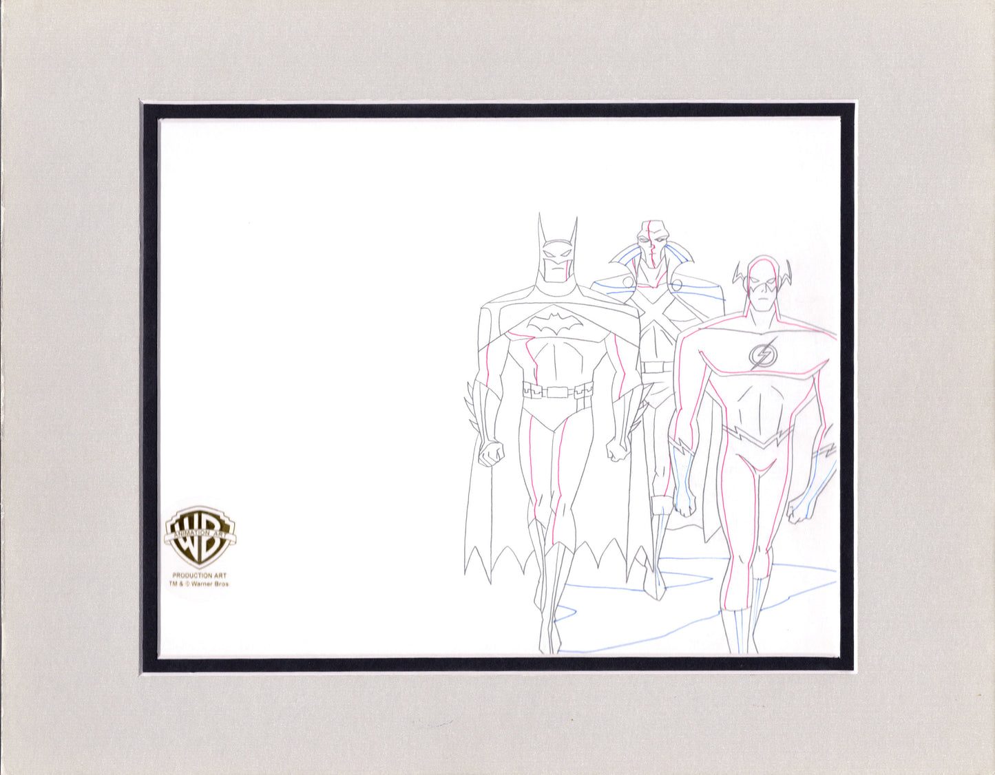 Justice League Unlimited Superman Flash and Martian Manhunter KEY Production Animation Cel Drawing from Warner Brothers 285