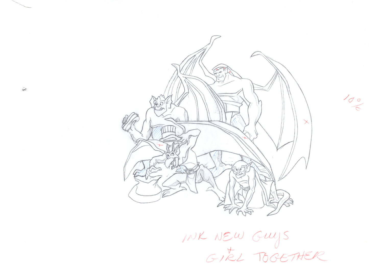 Gargoyles Book Page Origina Hand-Drawn Illustration 1996 page cr Disney