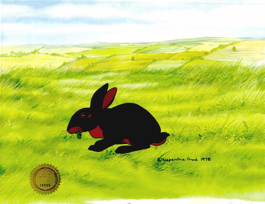 Watership Down 1978 production animation cel LJE Seal COA 23-1