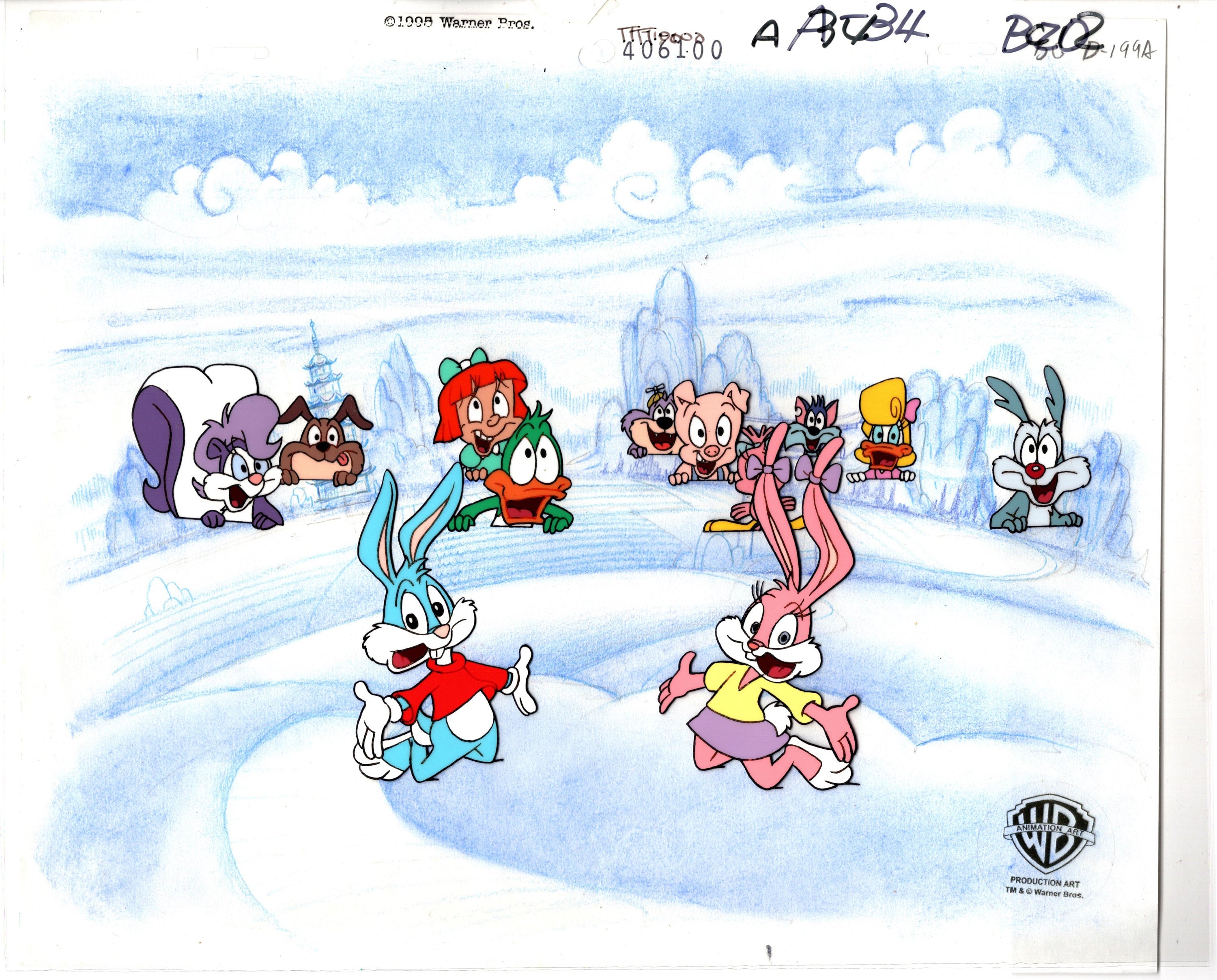 Tiny Toons Original Production Cel of Babs, Buster and 10 other