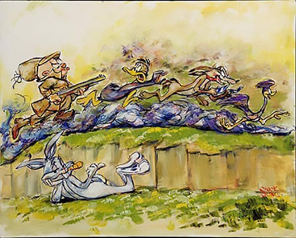 CHUCK JONES The Great Chase Bugs Bunny and more Warner Brothers Canvas Giclee Limited Edition of 400 MED