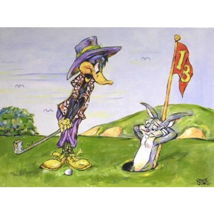 CHUCK JONES Hare Hazard Golf Bugs Bunny Warner Brothers Canvas Giclee Limited Edition of 400 LRG