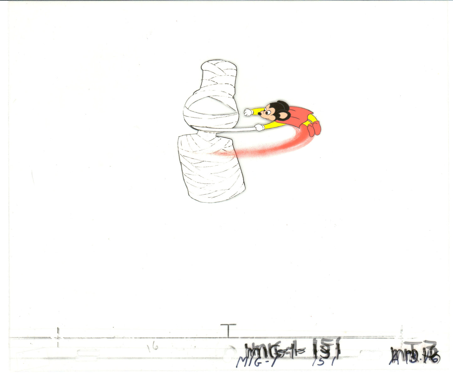 Mighty Mouse Cartoon Production Animation Cel Setup from Filmation Anime 1979-80 B2032