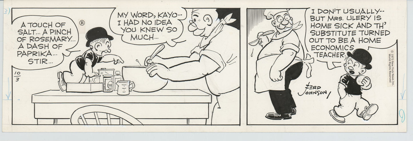 Moon Mullins Original Ink Daily Comic Strip Art signed Ferd Johnson 1973 B3042