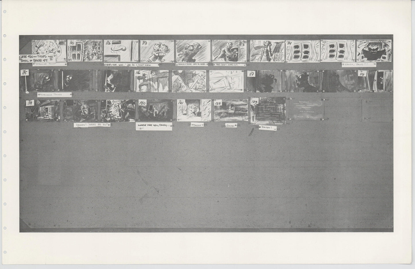 Great Mouse Detective Walt Disney Production Animation Storyboard Sheet 1986 232