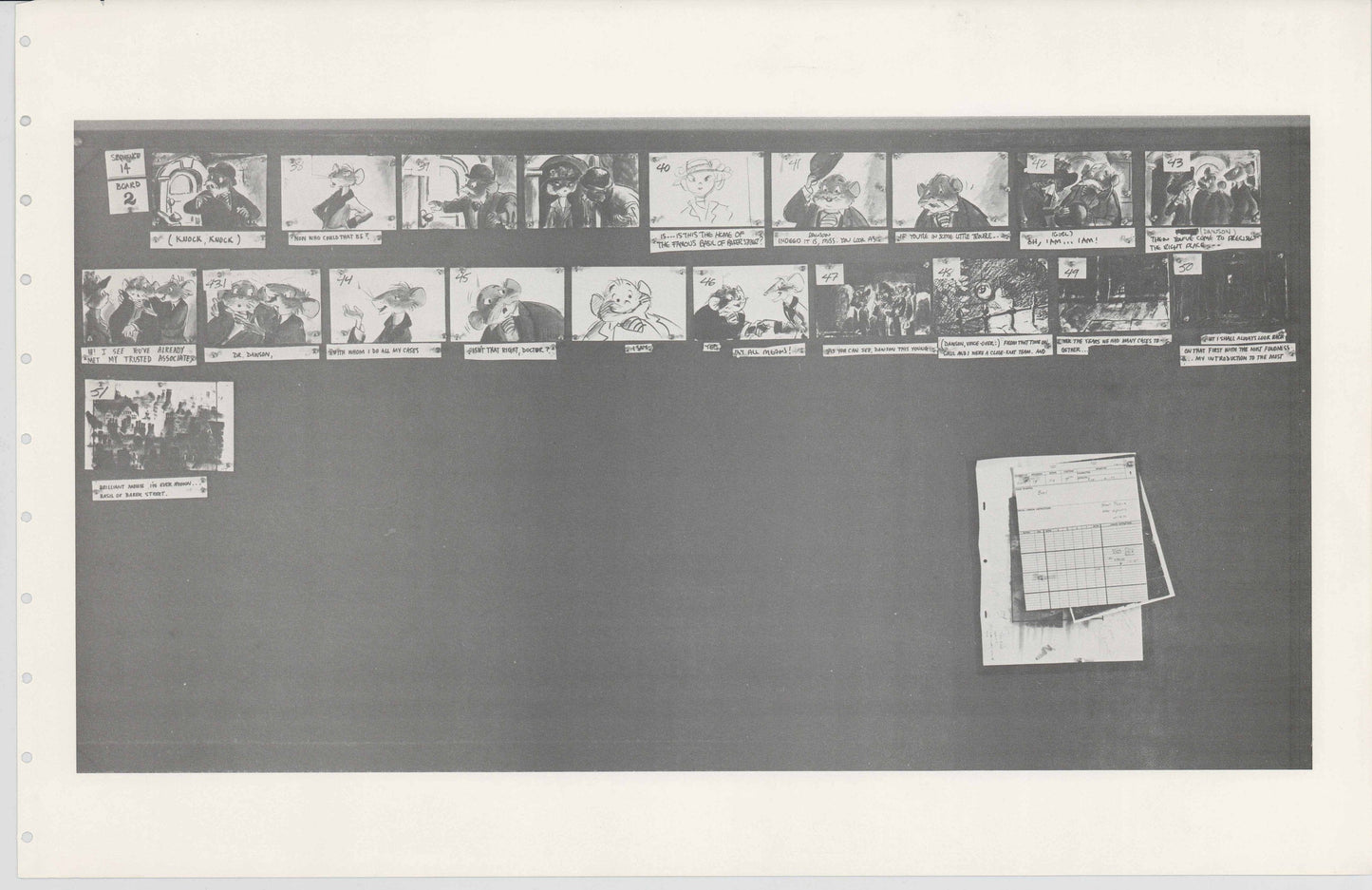 Great Mouse Detective Walt Disney Production Animation Storyboard Sheet 1986 273
