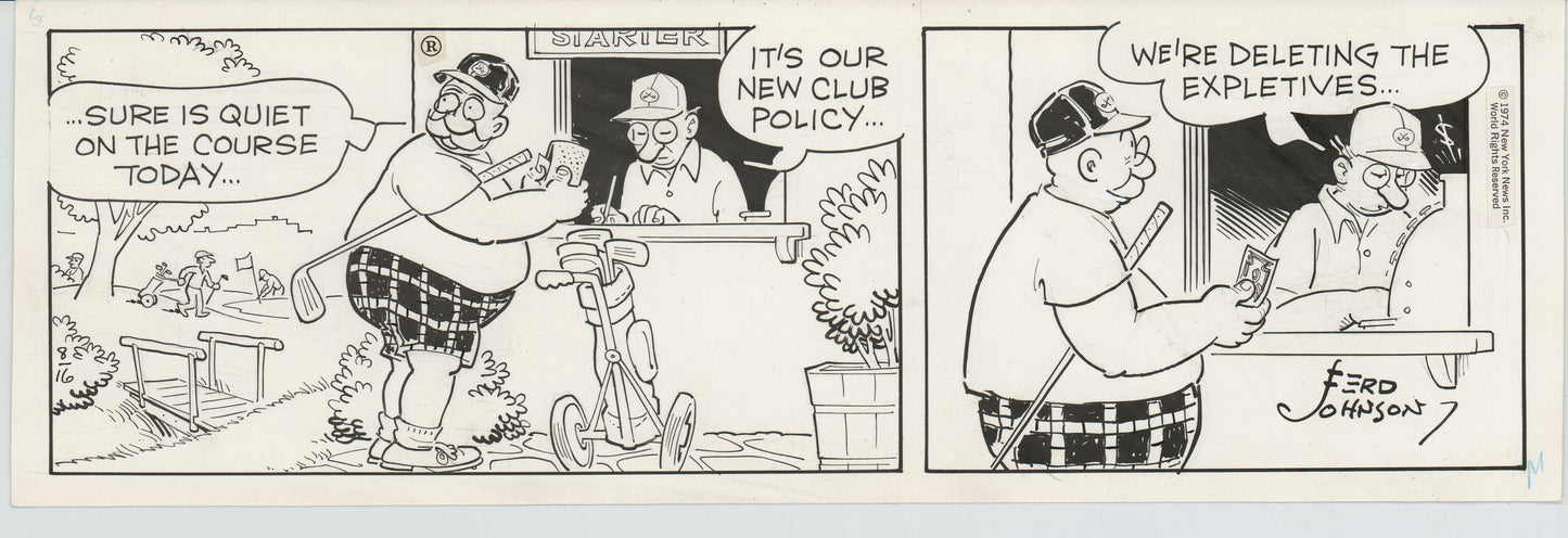 Moon Mullins Original Ink Daily Comic Strip Art signed Ferd Johnson 1974 B3008