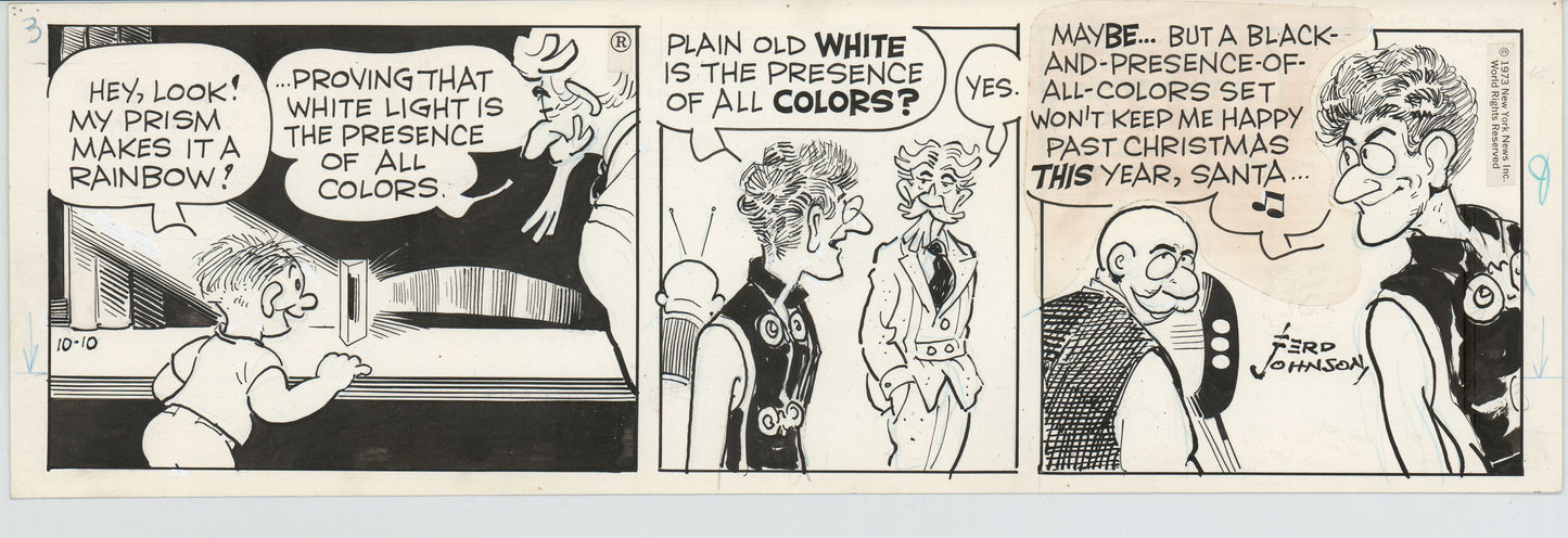 Moon Mullins Original Ink Daily Comic Strip Art signed Ferd Johnson 1973 B3029