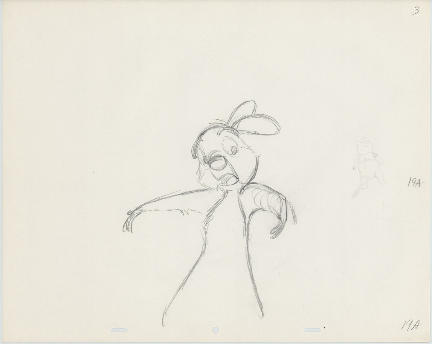 Winnie the Pooh Rabbit Walt Disney Production Animation Cel Drawing b3236