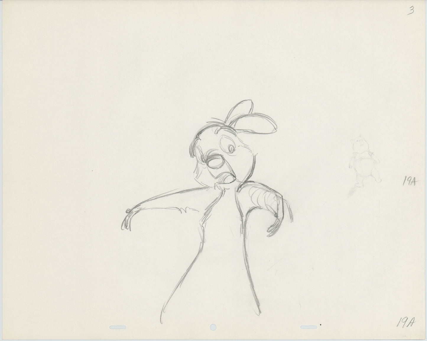 Winnie the Pooh Rabbit Walt Disney Production Animation Cel Drawing b3236