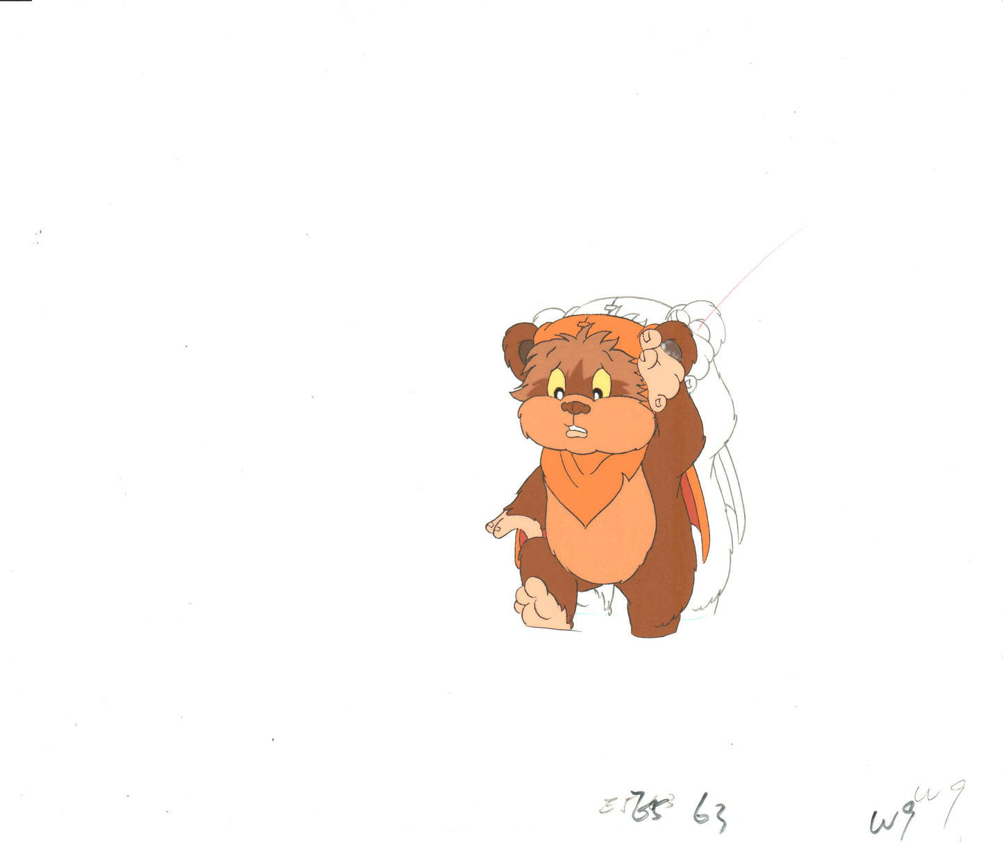 Star Wars: Ewoks Wicket from Season One Original Production Animation Cel with Stuck Drawing from Lucasfilm b5516