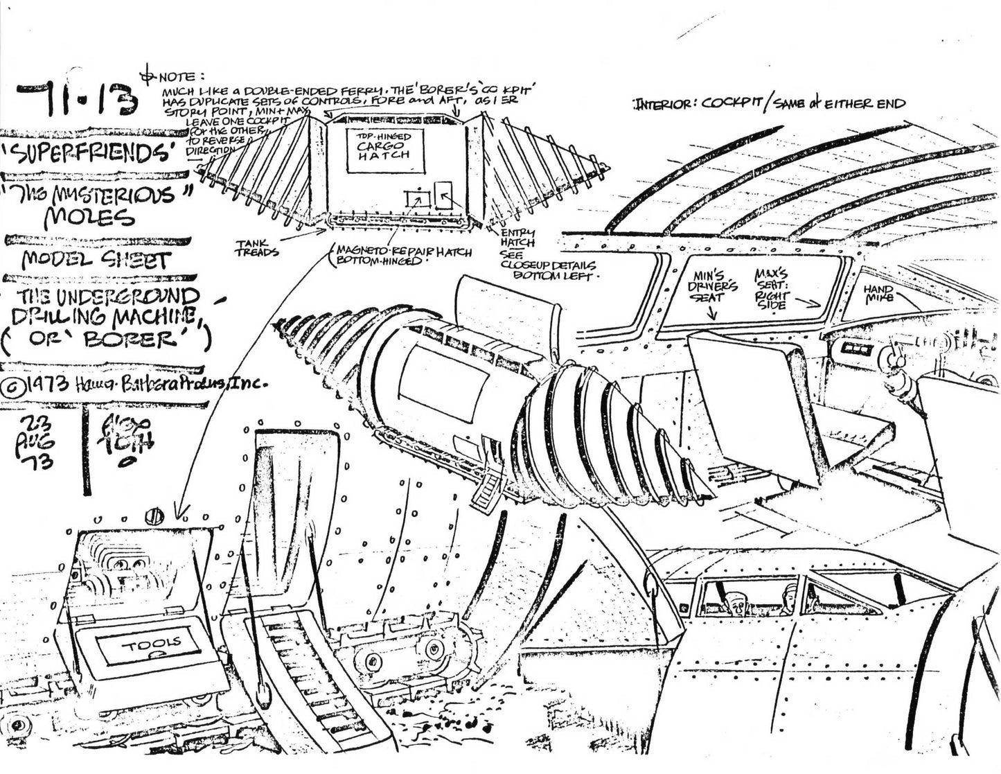 Alex Toth Superfriends 1973 Model Sheet Copy from Hanna Barbera Moles 39