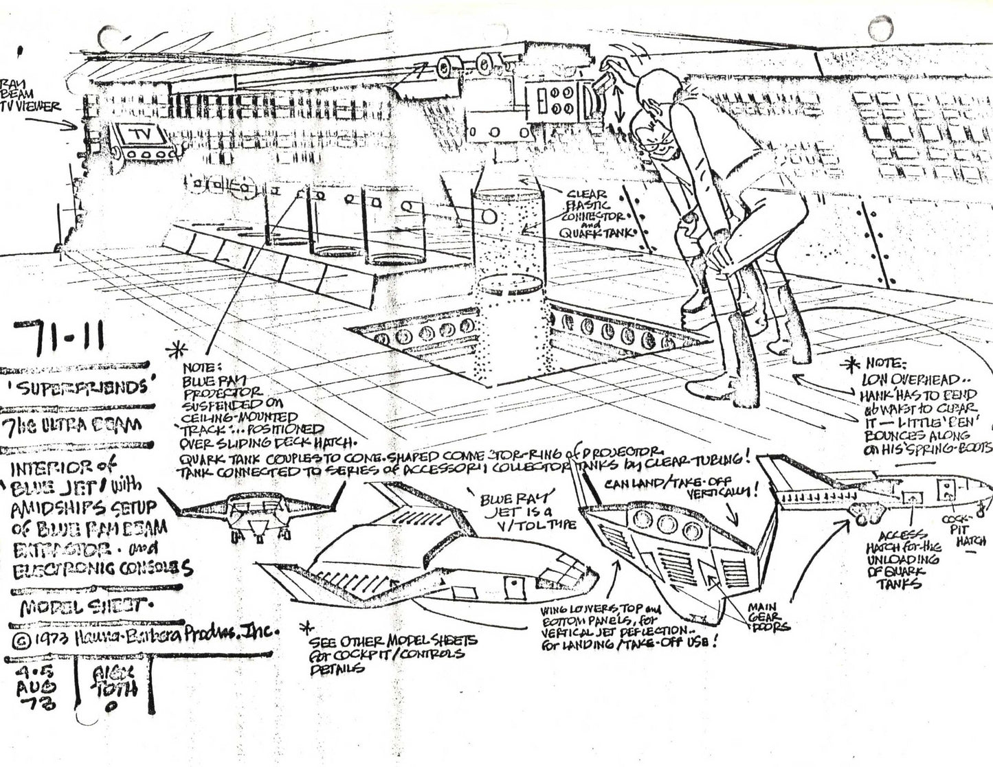 Alex Toth Superfriends 1973 Model Sheet Copy from Hanna Barbera Ultra Beam 50