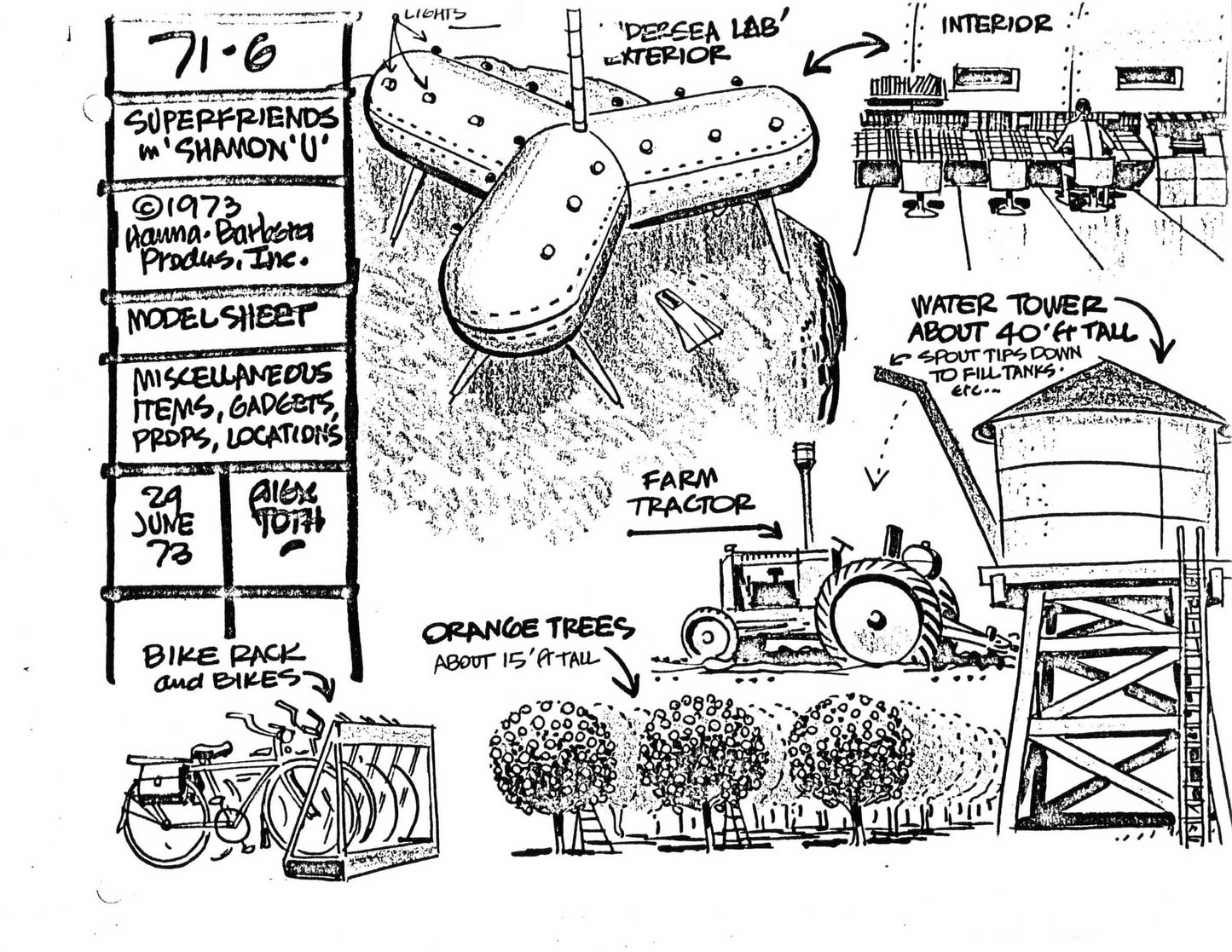 Alex Toth Superfriends 1973 Model Sheet Copy from Hanna Barbera Misc 47