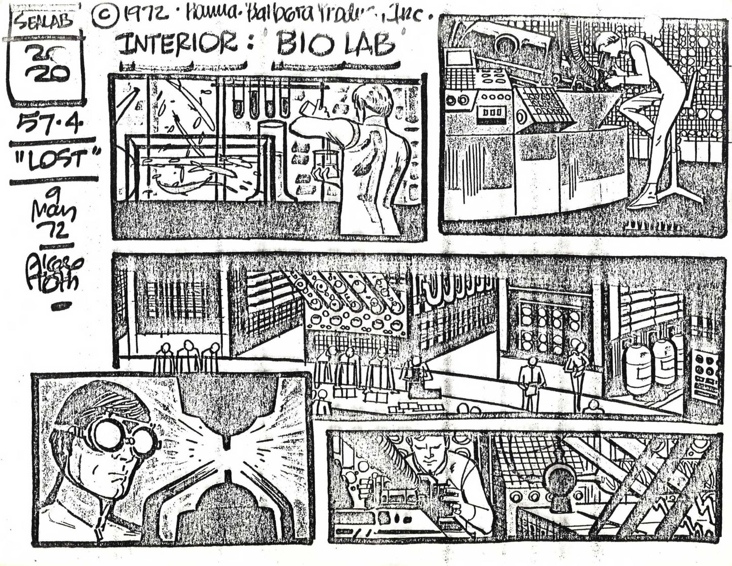 Alex Toth Sealab 2020 1972 Model Sheet Copy from Hanna Barbera Bio Lab 24
