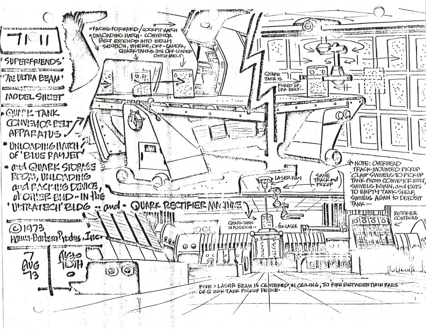 Alex Toth Superfriends 1973 Model Sheet Copy from Hanna Barbera Ultra Beam 62