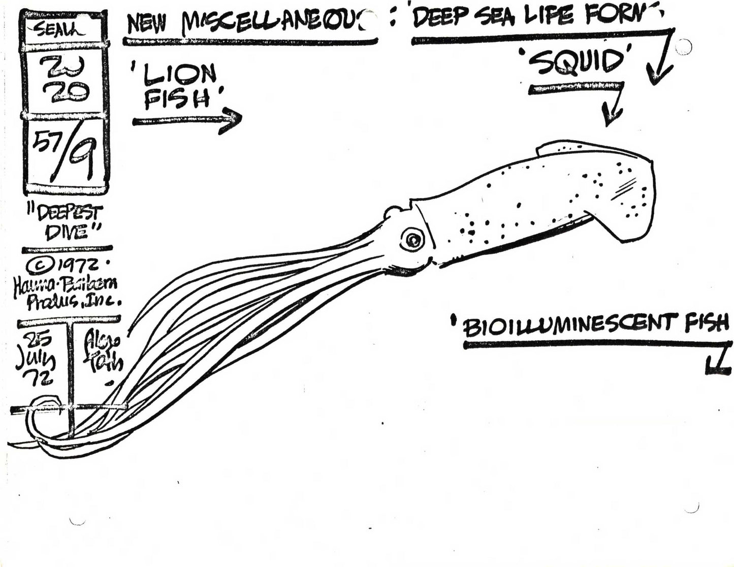 Alex Toth Sealab 2020 1972 Model Sheet Copy from Hanna Barbera Squid 18
