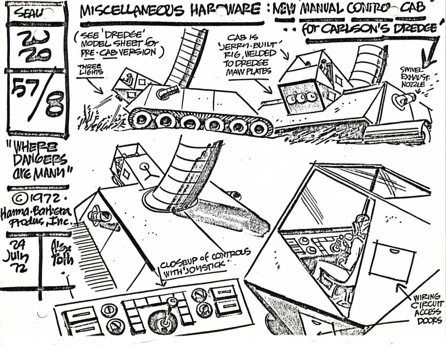 Alex Toth Sealab 2020 1972 Model Sheet Copy from Hanna Barbera Cab 22