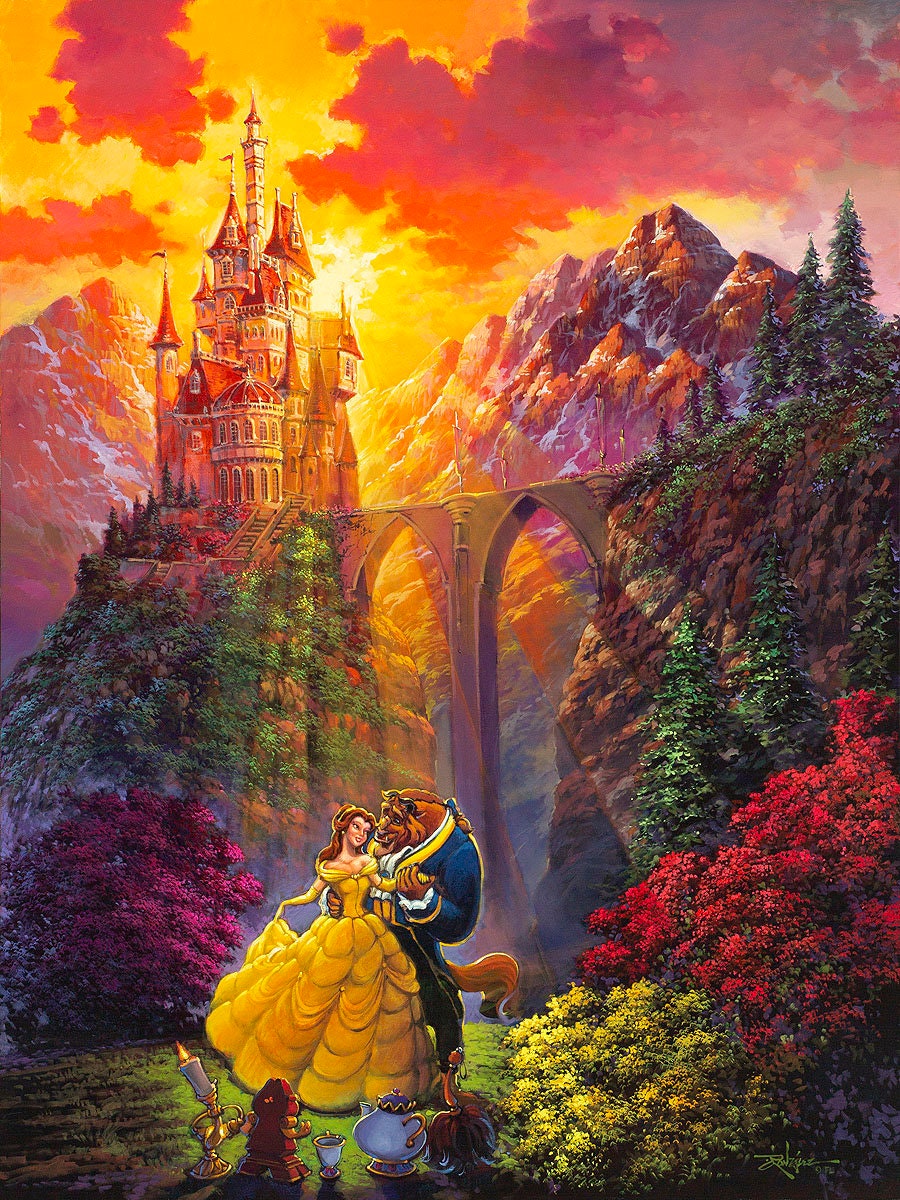 Beauty and the Beast Walt Disney Fine Art Rodel Gonzalez Signed Limited  Edition of 195 Print on Canvas 