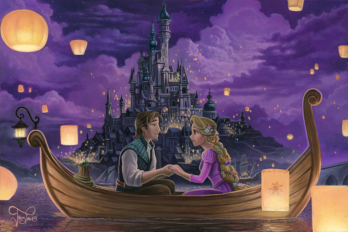 Tangled Walt Disney Fine Art Jared Franco Signed Limited Edition of 195 Print on Canvas "Festival of Lights"