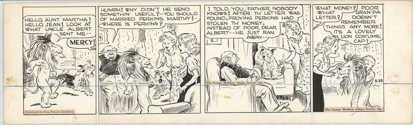 Cap Stubbs and Tippie Original Ink Daily Comic Strip Art Signed and Drawn by Edwina Dumm 1946 229