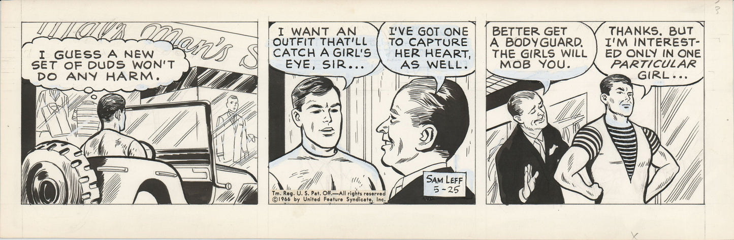 Davy Jones Original Ink Daily Newspaper Comic Strip Art Signed and Drawn by Sam Leff 1966 219