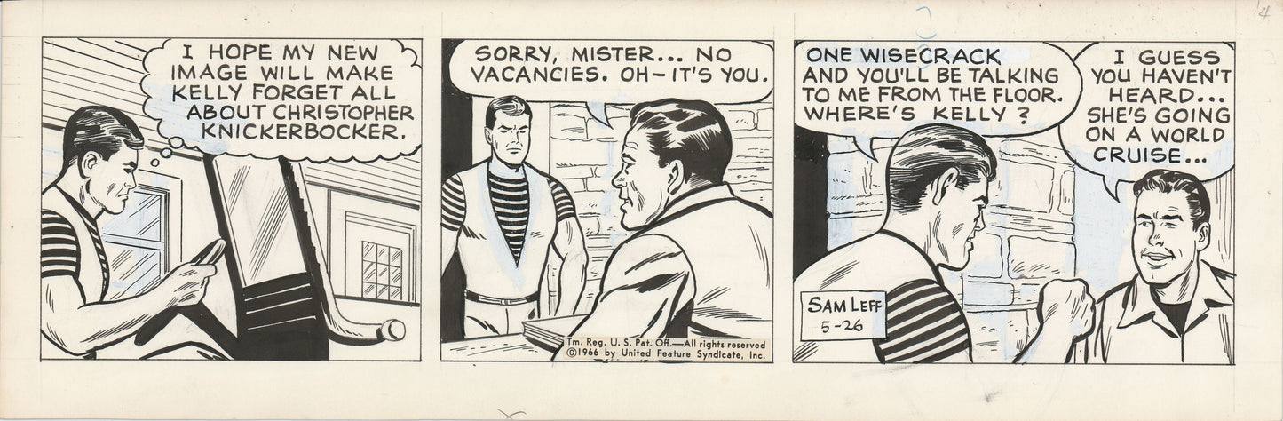 Davy Jones Original Ink Daily Newspaper Comic Strip Art Signed and Drawn by Sam Leff 1966 220