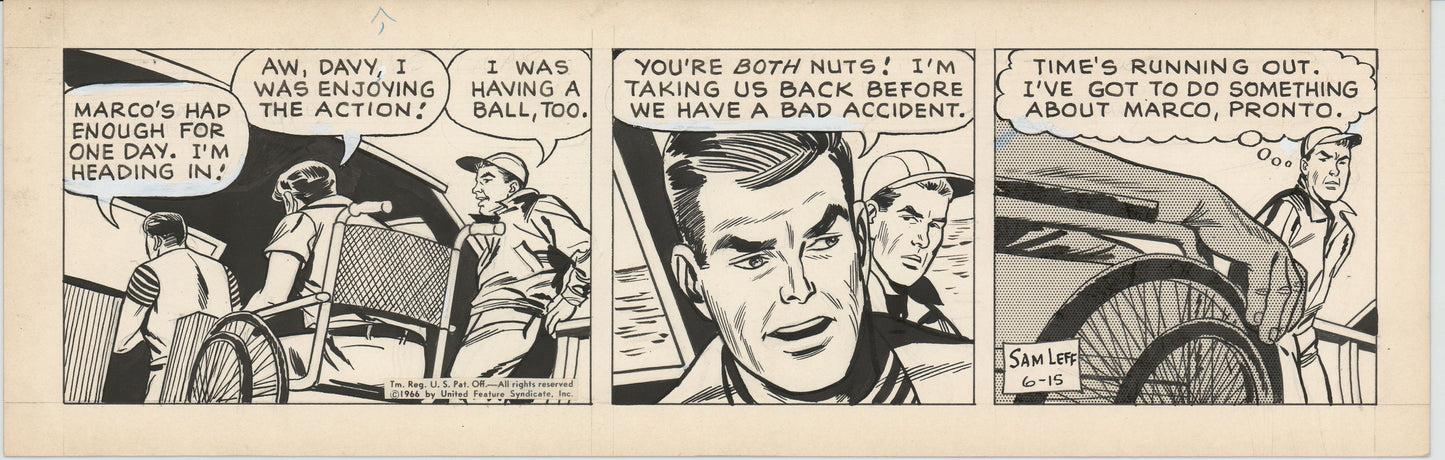 Davy Jones Original Ink Daily Newspaper Comic Strip Art Signed and Drawn by Sam Leff 1966 231