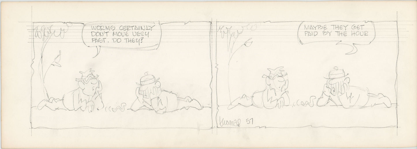 Fred Thomas Signed Concept Original Comic Art Strip Pencil Panel Cartoon 1966 Hobos - Good Ol Bo b4207