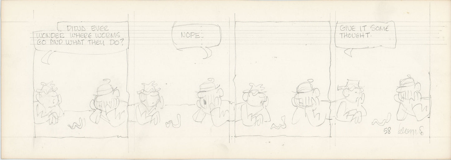 Fred Thomas Signed Concept Original Comic Art Strip Pencil Panel Cartoon 1966 Hobos - Good Ol Bo b4208