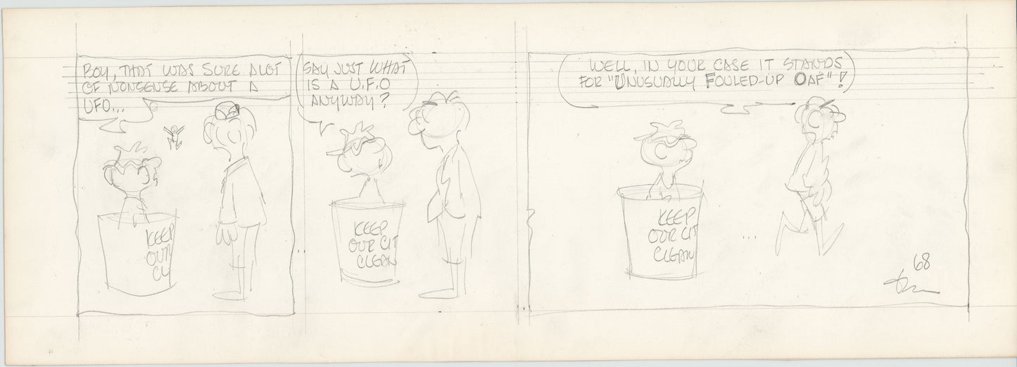 Fred Thomas Signed Concept Original Comic Art Strip Pencil Panel Cartoon 1966 Hobos - Good Ol Bo b4218