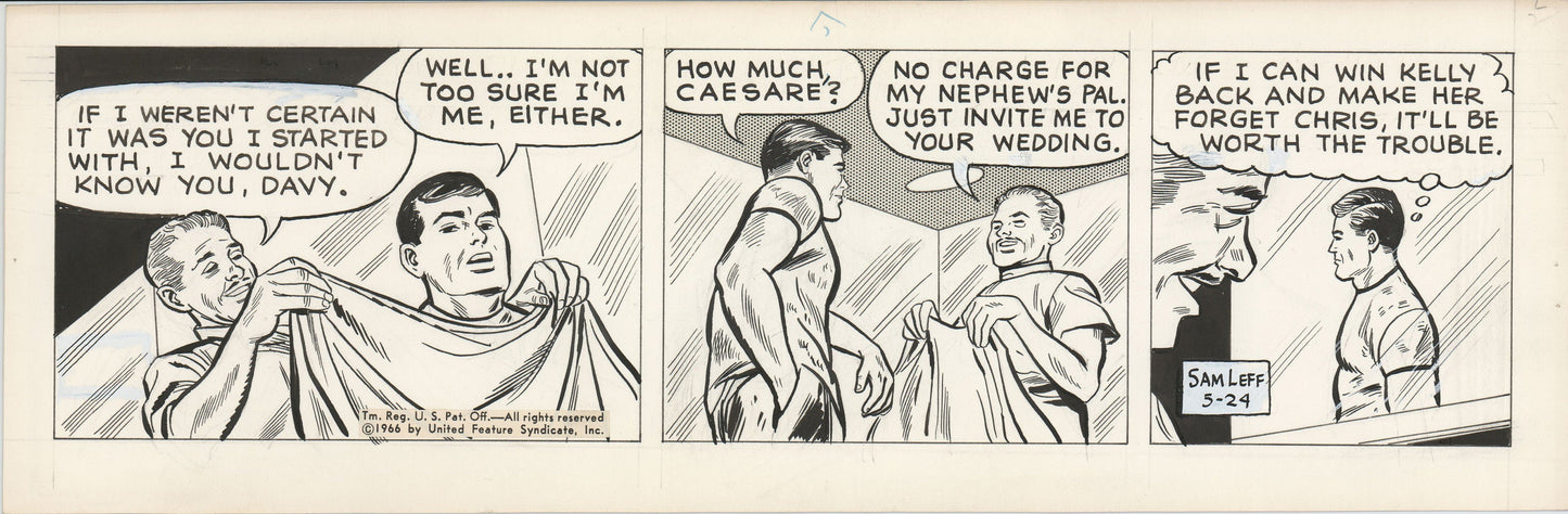 Davy Jones Original Ink Daily Newspaper Comic Strip Art Signed and Drawn by Sam Leff 1966 218