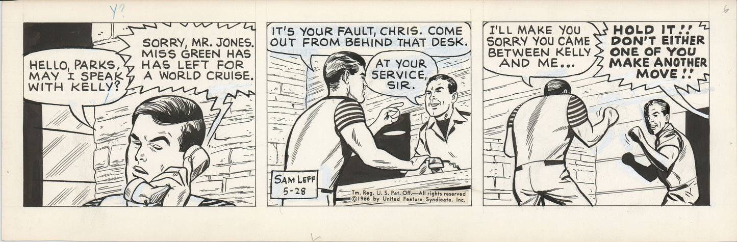 Davy Jones Original Ink Daily Newspaper Comic Strip Art Signed and Drawn by Sam Leff 1966 222