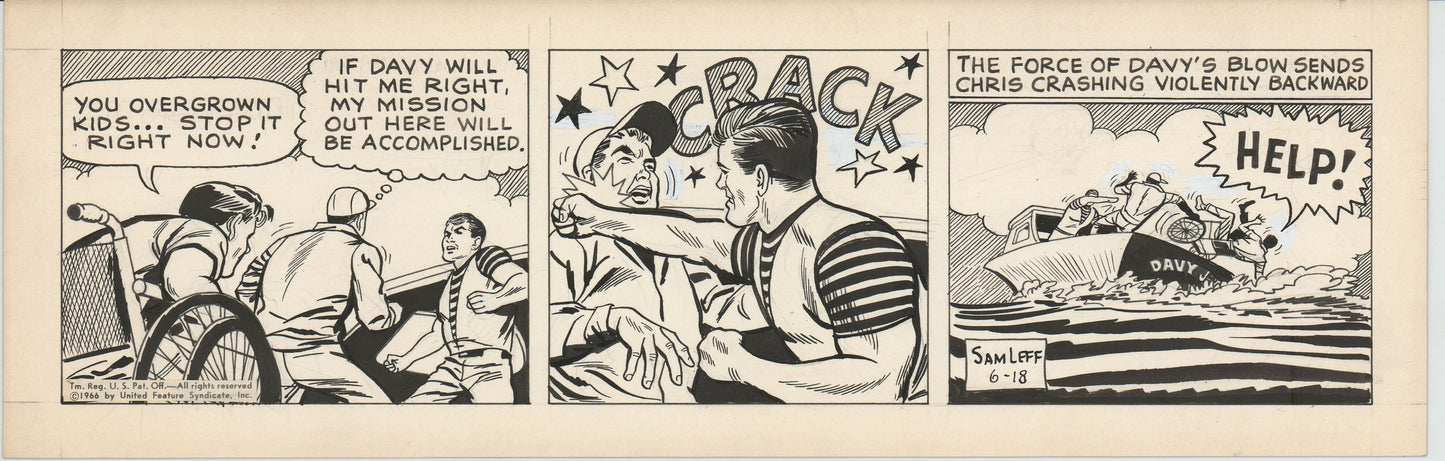 Davy Jones Original Ink Daily Newspaper Comic Strip Art Signed and Drawn by Sam Leff 1966 234