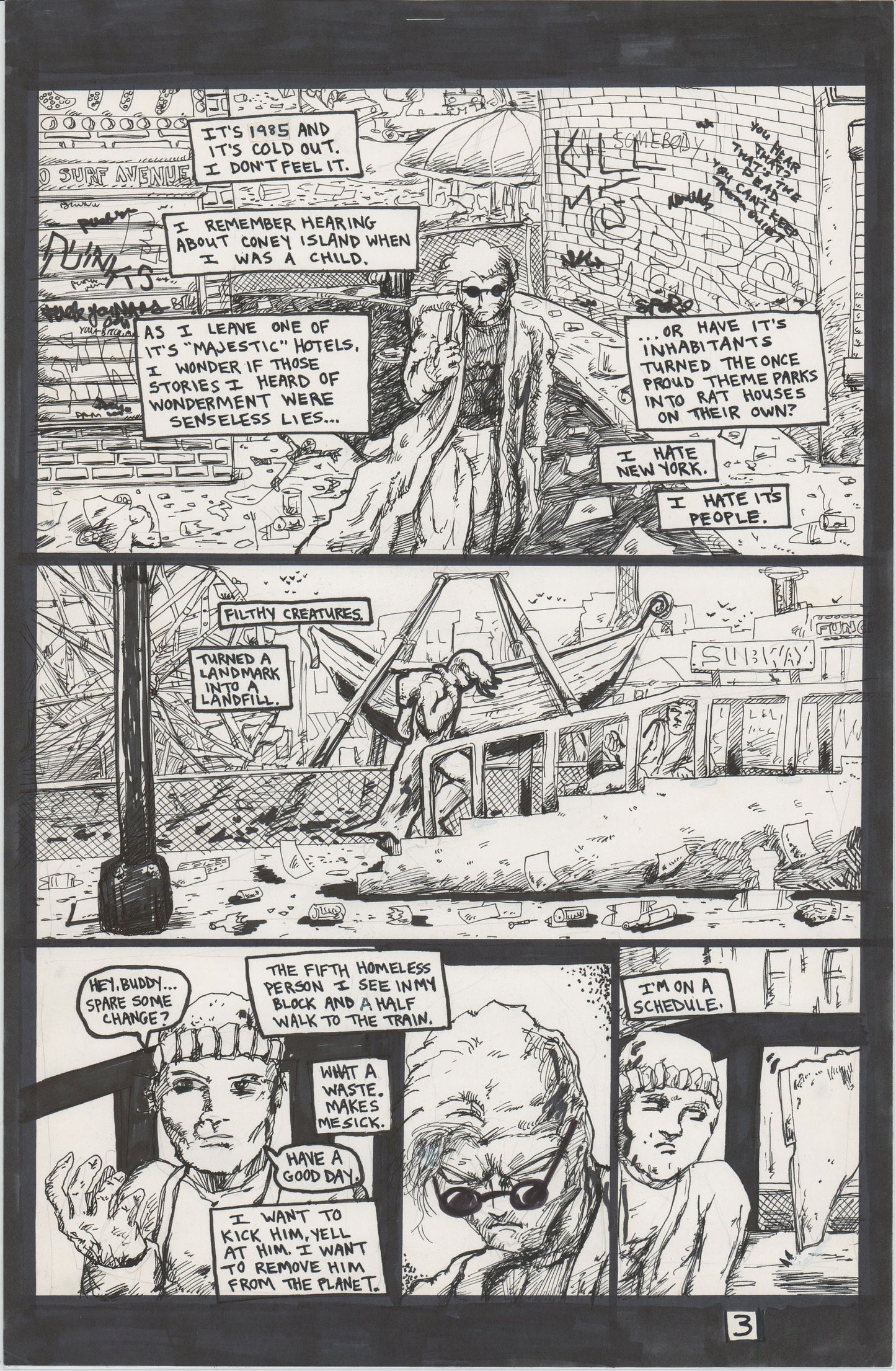 Tears Like Water #2 1999 Hand-inked Original Comic Page by Brien Cardello SIGNED p3