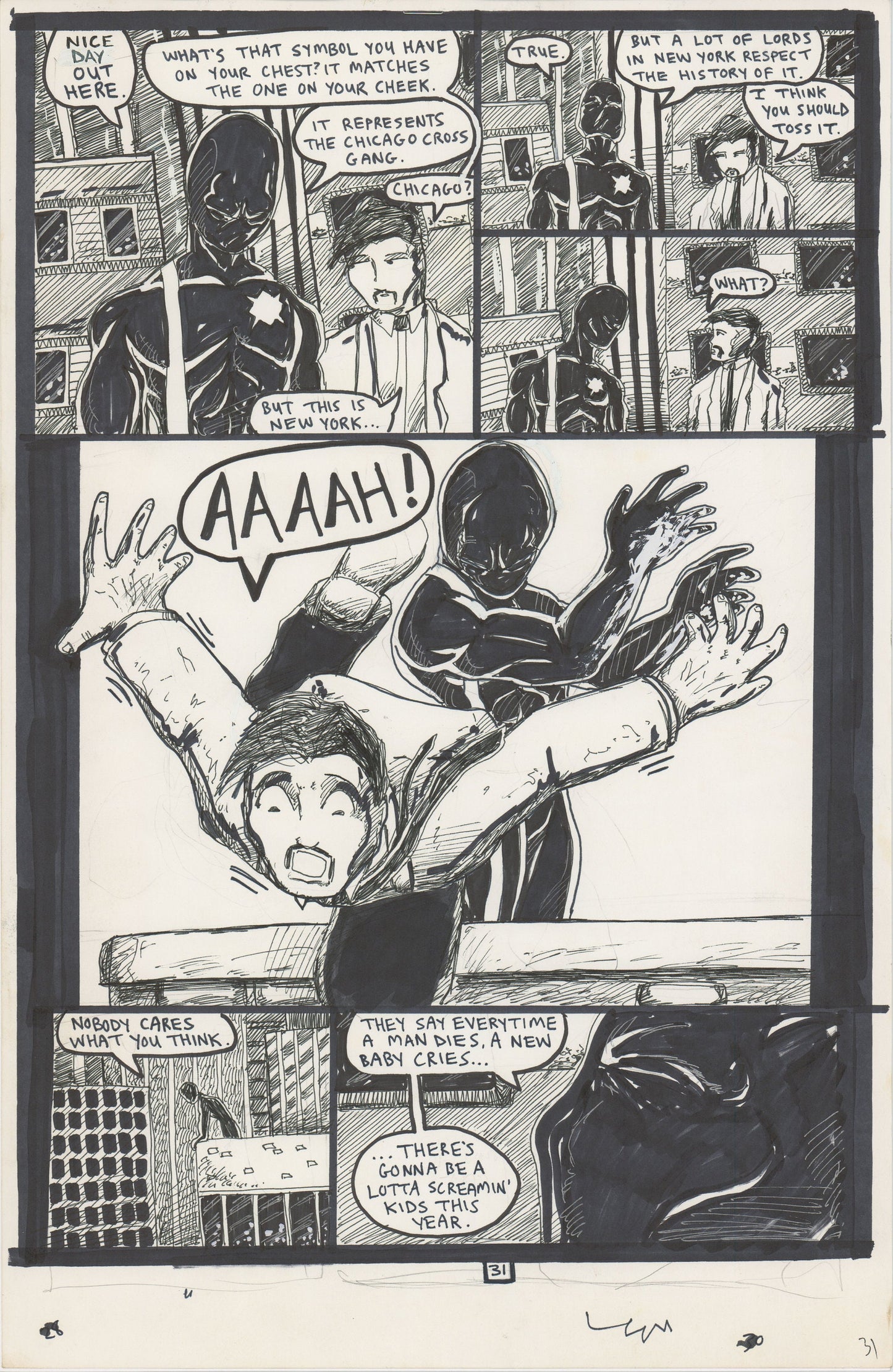 Tears Like Water #2 1999 Hand-inked Original Comic Page by Brien Cardello SIGNED p31