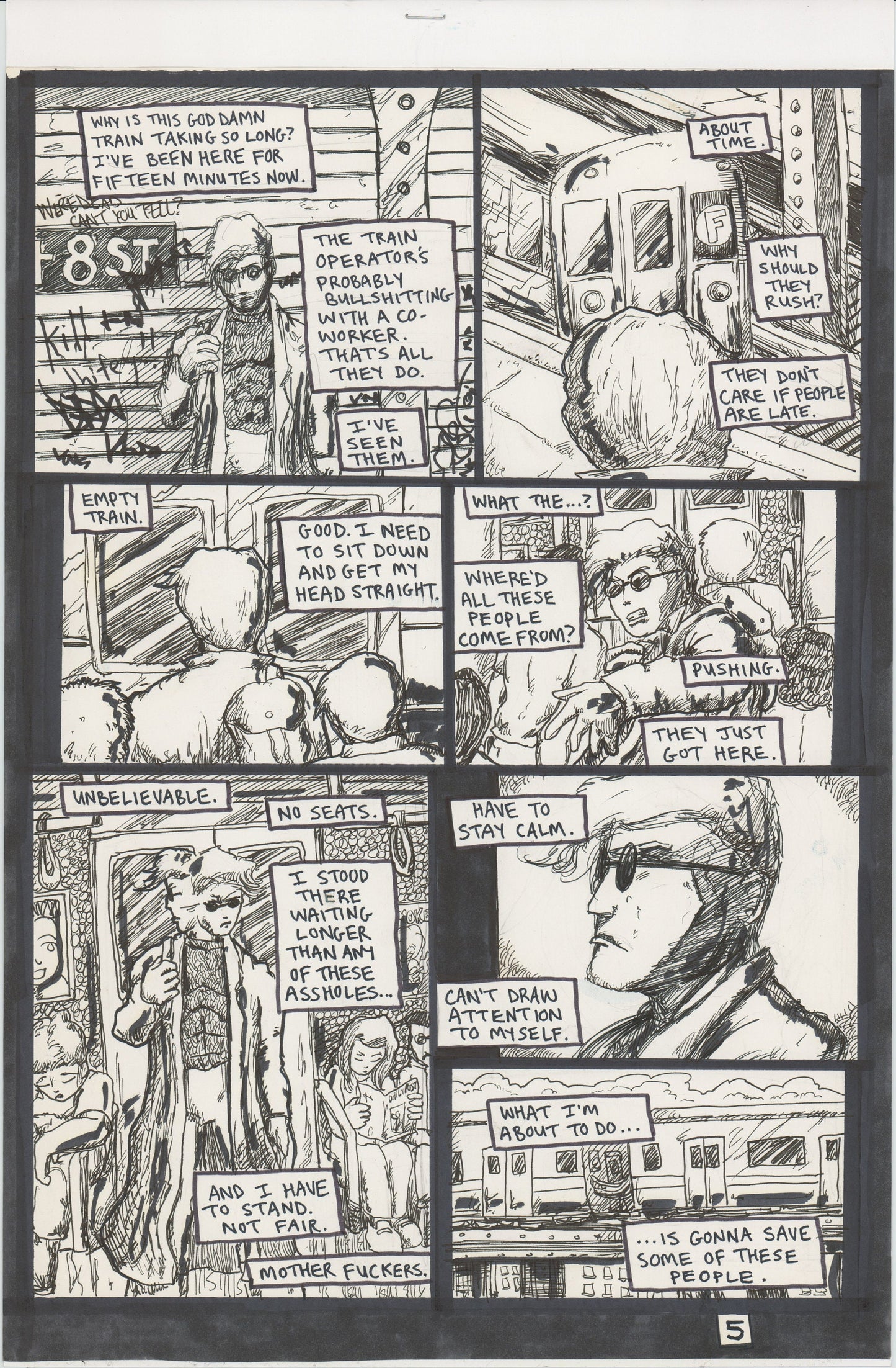 Tears Like Water #2 1999 Hand-inked Original Comic Page by Brien Cardello SIGNED p5