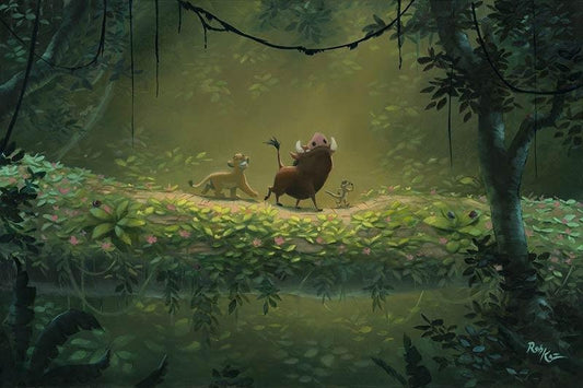 The Lion King Walt Disney Fine Art Rob Kaz Signed Limited Edition of 195 on Canvas "No Worries"