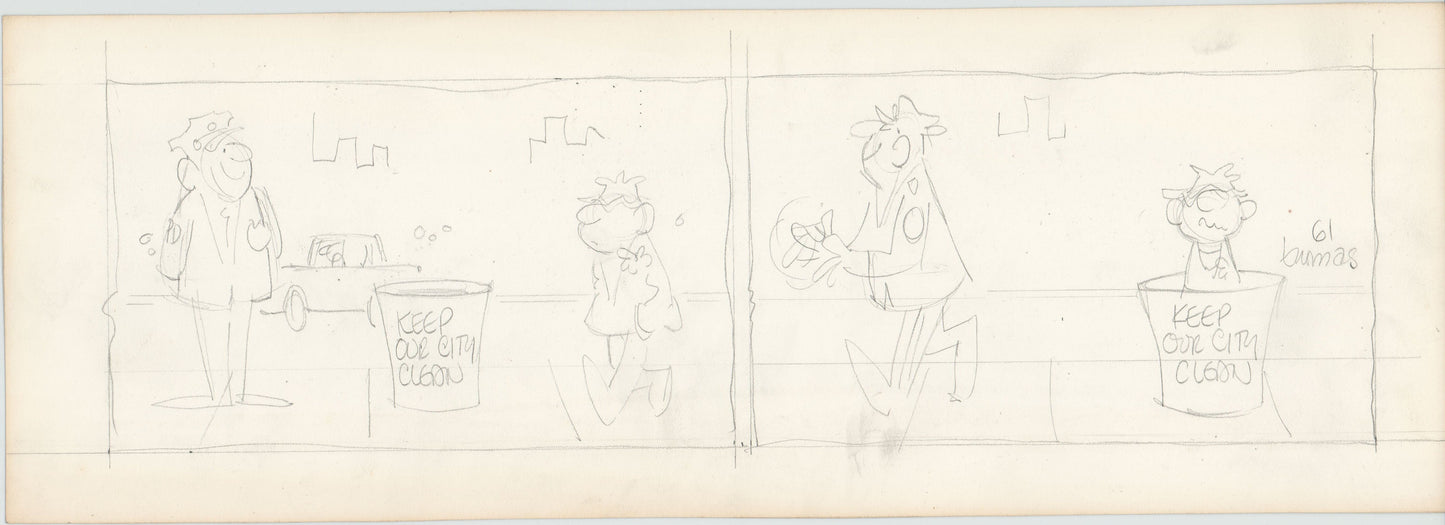 Fred Thomas Signed Concept Original Comic Art Strip Pencil Panel Cartoon 1966 Hobos - Good Ol Bo b4211