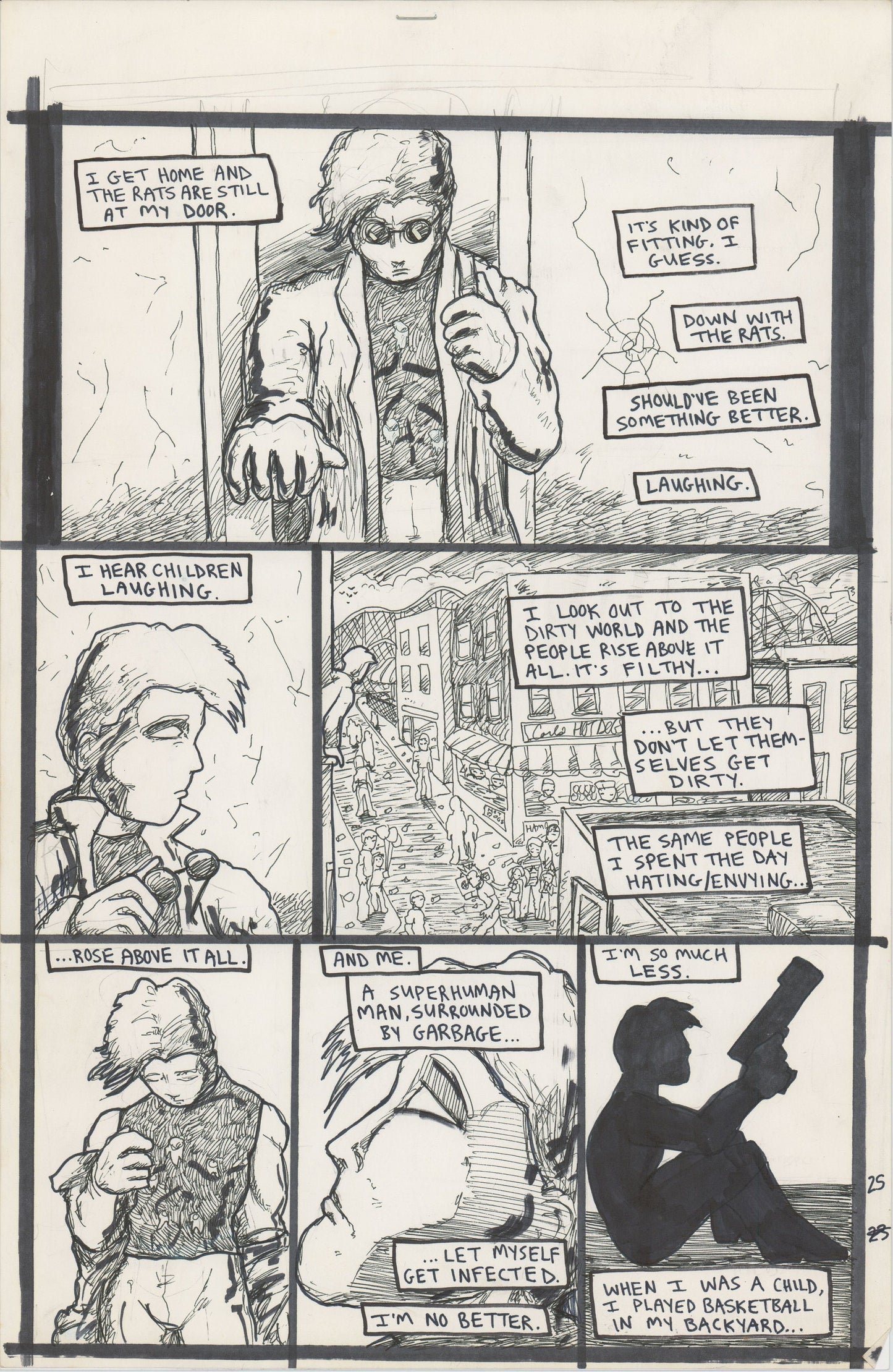 Tears Like Water #2 1999 Hand-inked Original Comic Page by Brien Cardello SIGNED p25