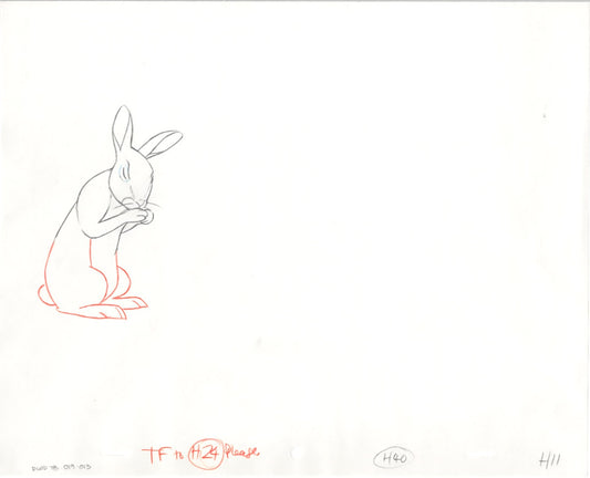 Watership Down 1978 Production Animation Cel Drawing with Linda Jones Enterprise Seal and Certificate of Authenticity 19-013
