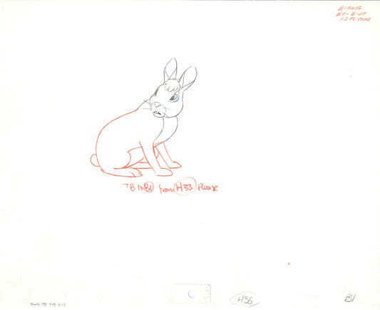 Watership Down 1978 Production Animation Cel Drawing with Linda Jones Enterprise Seal and Certificate of Authenticity 19-017