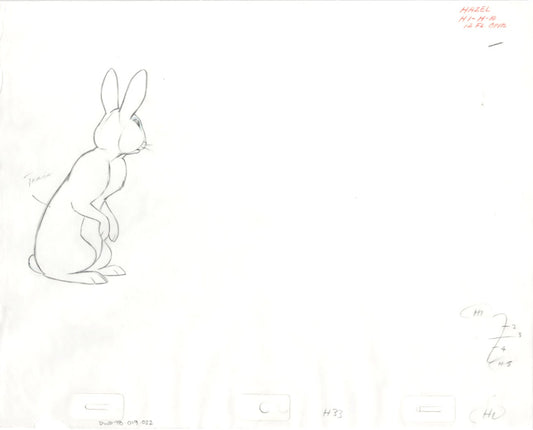 Watership Down 1978 Production Animation Cel Drawing with Linda Jones Enterprise Seal and Certificate of Authenticity 19-022