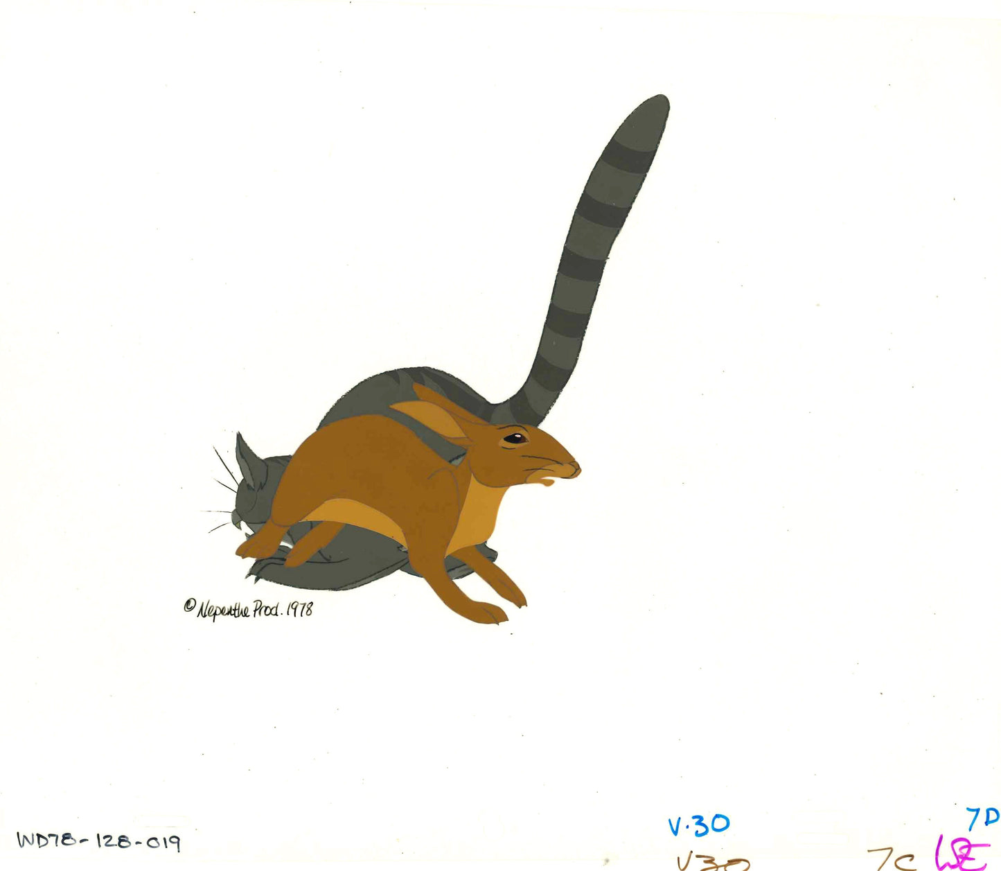 Watership Down 1978 production animation cel LJE Seal COA 128-19