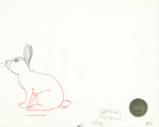 Watership Down 1978 Production Animation Cel Drawing with Linda Jones Enterprise Seal and Certificate of Authenticity 2-13