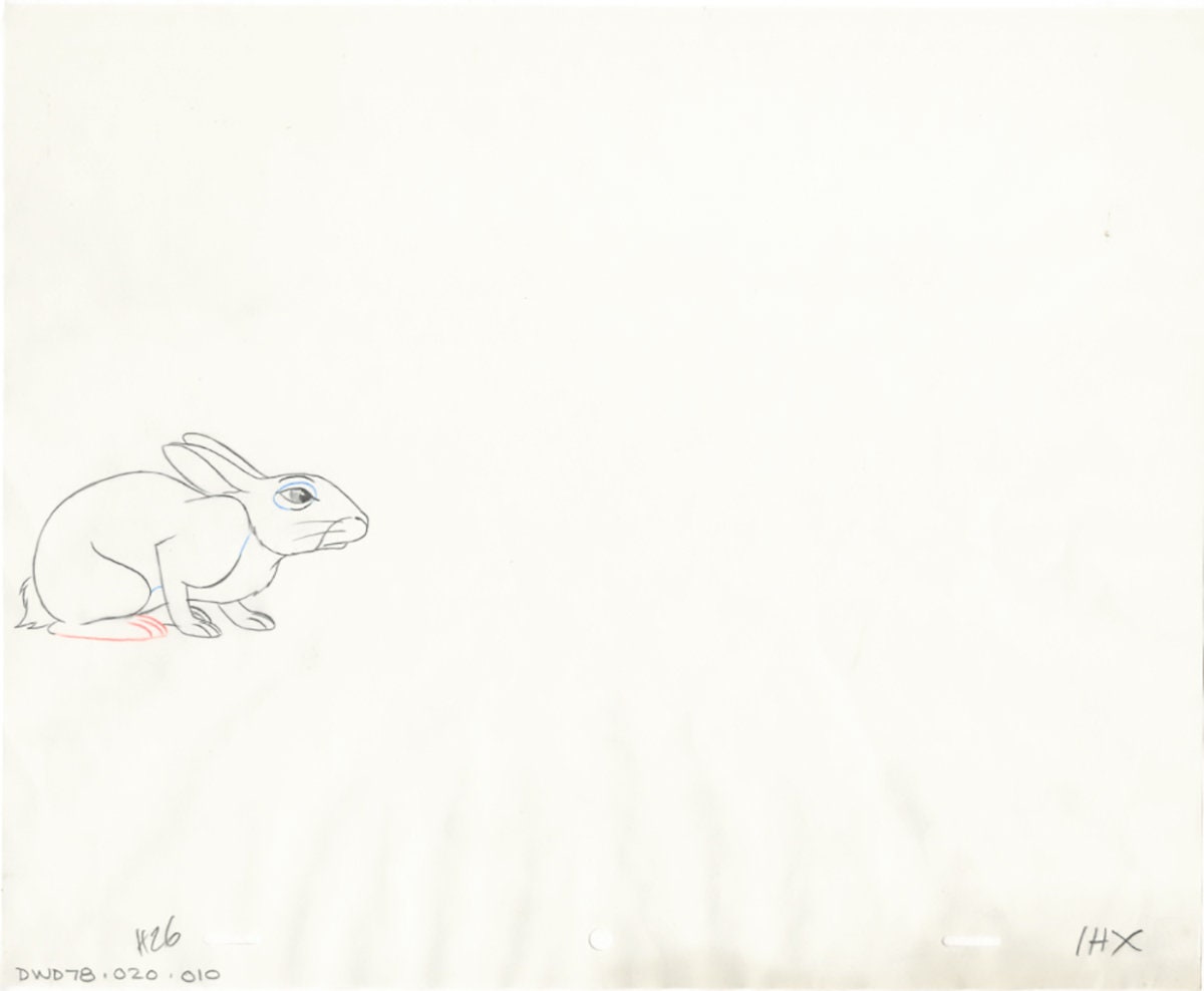 Watership Down 1978 Production Animation Cel Drawing with Linda Jones Enterprise Seal and Certificate of Authenticity 020-010