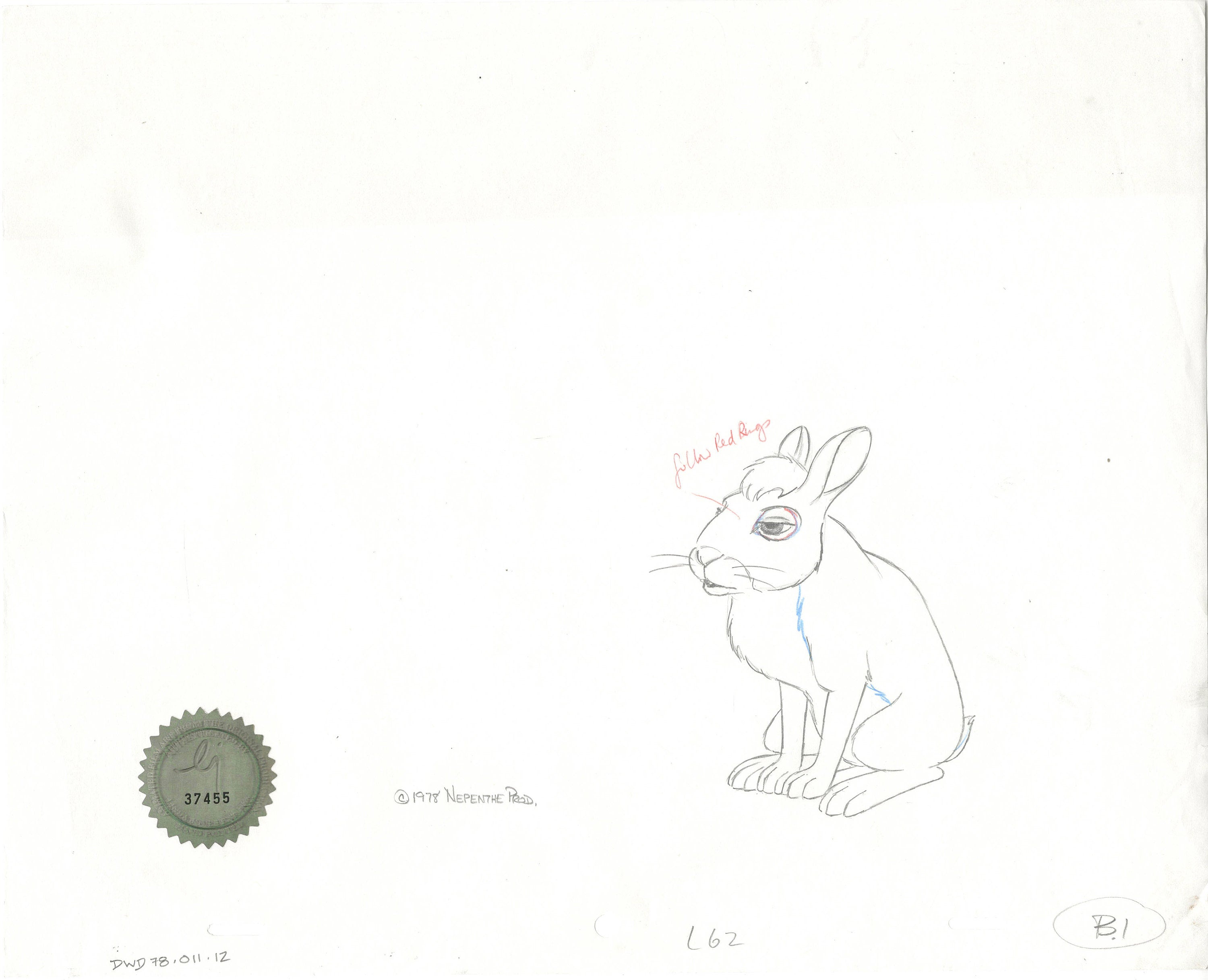 Watership Down 1978 Production Animation Cel Drawing Of Bigwig With Li ...